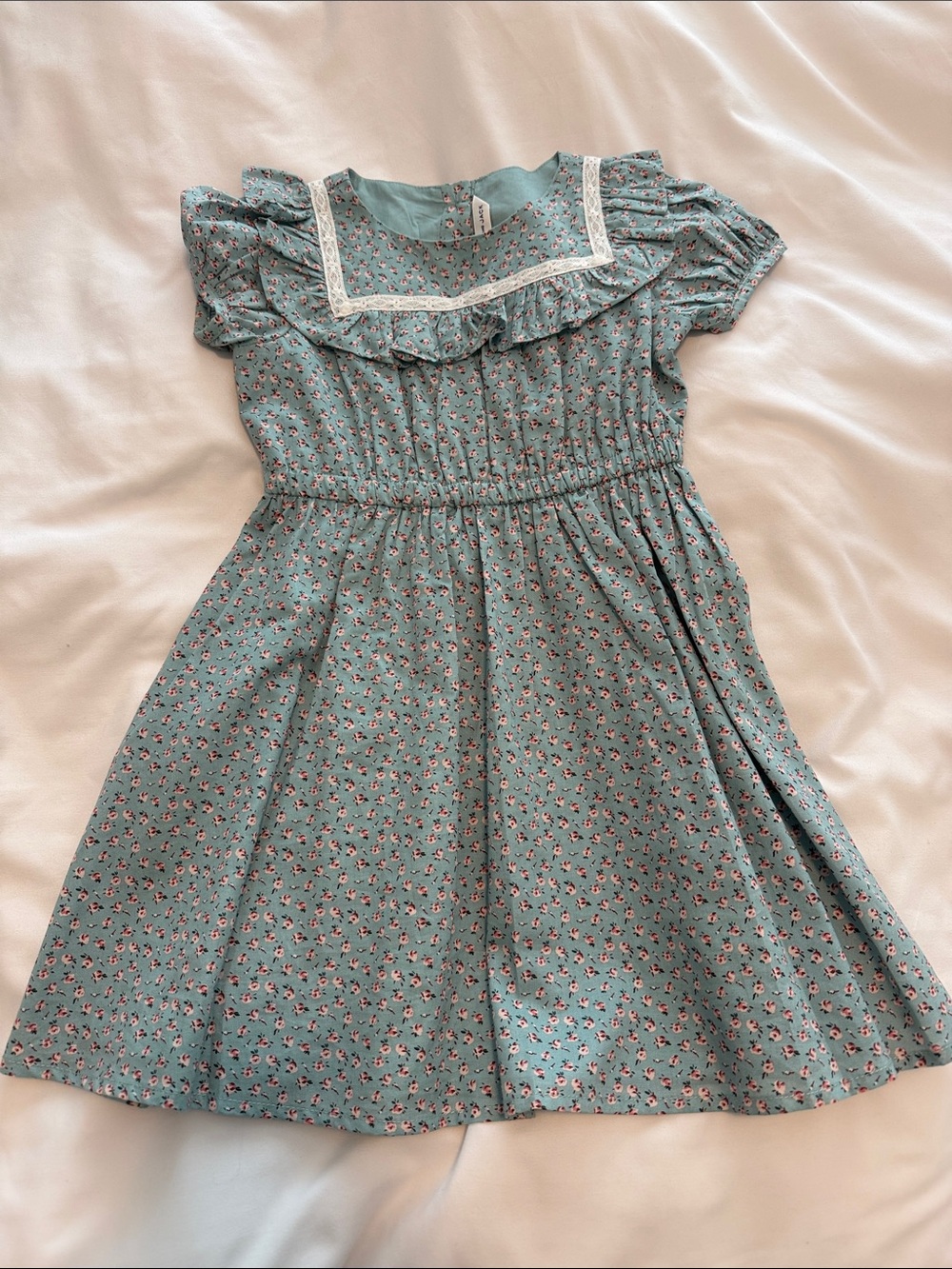 Janie & Jack Girls' Blue Floral Ruffle Dress Sz 5